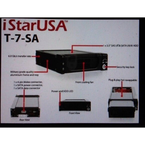 iStarUSA T-7-SA 1 x 5.25 Bay Military Series Sata 3.5 Hard Drive Mobile Rack - Picture 11 of 12